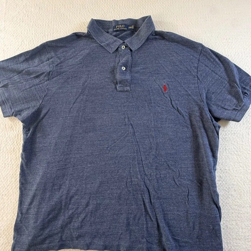 Polo Ralph Lauren Polo Shirt Mens 2XB Short Sleeve Heathered Navy Blue